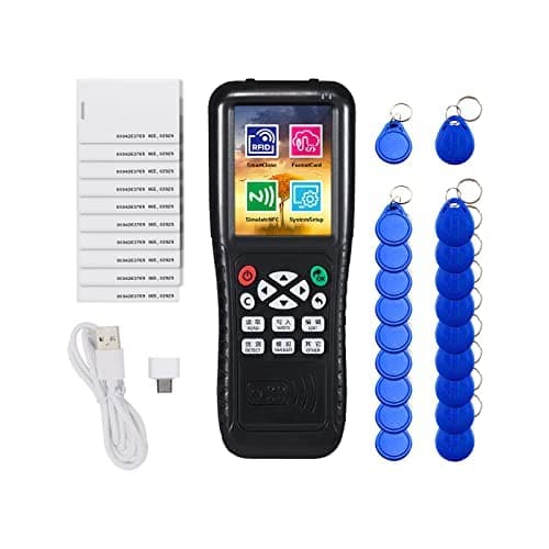 Rfid ID Card Reader Copier, IcopyX100 Rfid 125kHz ID Card Copier New Rfid Duplicator NFC Key Writer with Writable T5577 RFID Cards and Key Fob Tags Handheld RFID Reader for Door Access Control