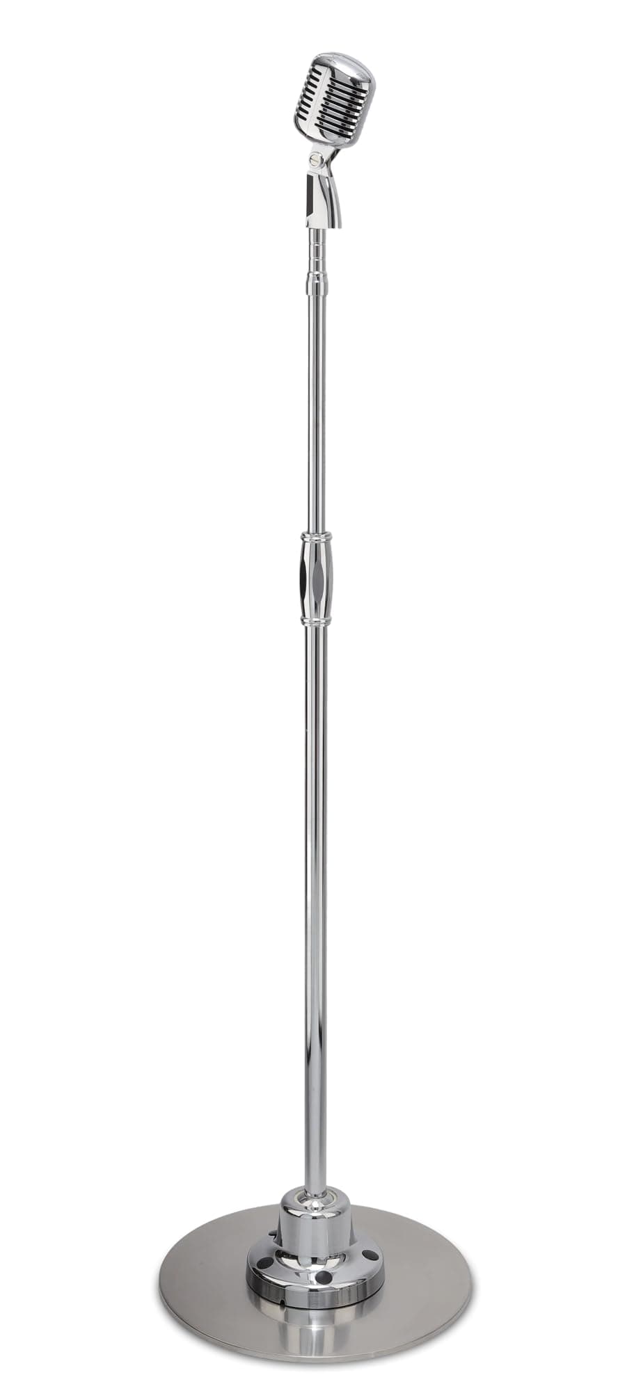 Pyle Retro Microphone, Classic Vintage Style, Unidirectional Audio, Adjustable Stand, XLR Cable, Silver Finish, Dynamic Vocal Performance Mic with 49-69” Swing Stand and Detachable Microphone