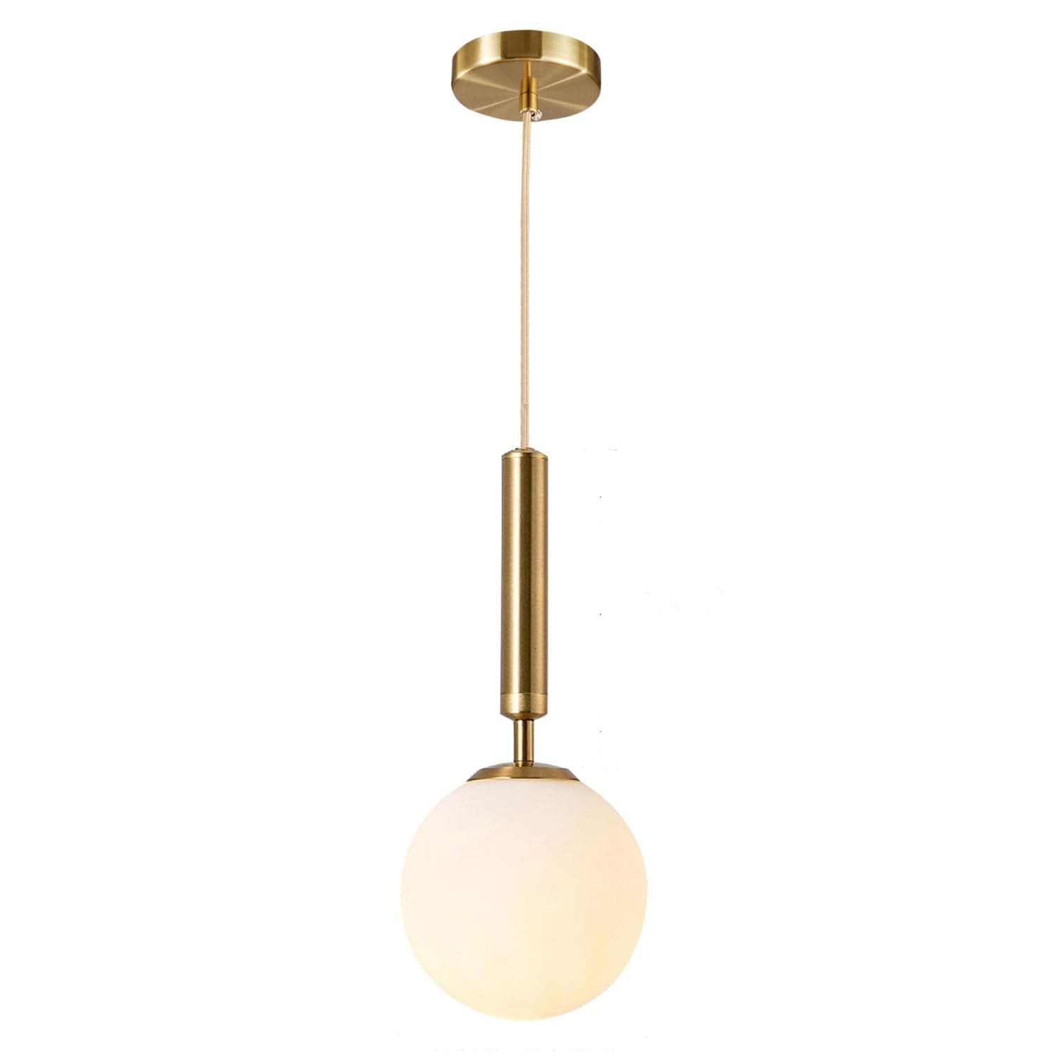 Lighting Modern Globe Pendant Lights Kitchen Island Lighting White and Gold Pendant Light Single Pendant Lighting Frosted Glass Hanging Light Brass Vintage Ceiling Light Fixture