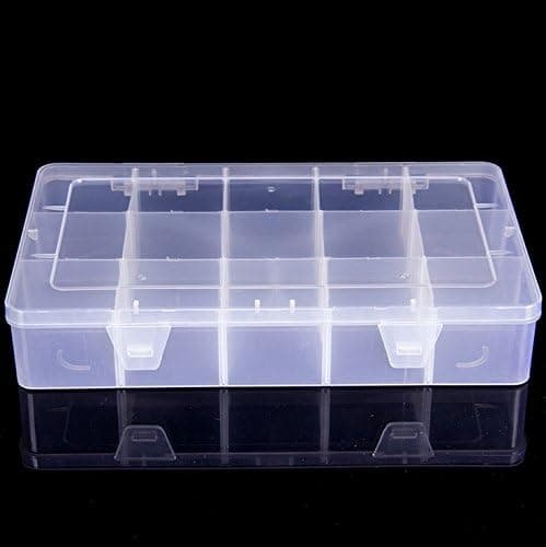Large Transparent Thick Hard 15 Grids Adjustable Compartment Slot Plastic Hobby Craft Storage Box Case Raft Storage Box Organizer With Snap-Lock Tray Containe