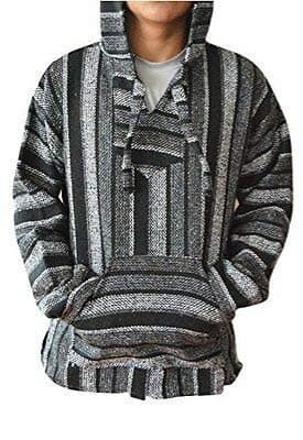 Baja Hoodie Grey Black Pullover Mexican Jerga Drug Rug Pullover S M L XL 3XL