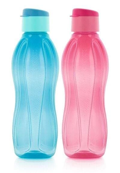 Tupperware Plastic Fliptop Water Bottle 1000 ml Pack of 2 (Multicolor)