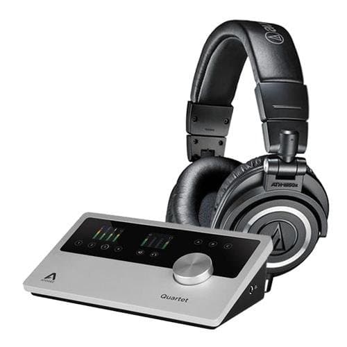 Apogee Electronics Quartet Multi-Channel Audio Interface for iPad & Mac, - Bundle With Audio-Technica ATH-M50x Professional Monitor Headphones, Black