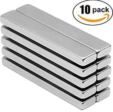 Powerful Neodymium Rectangular Magnets, Grade N52, Industrial Strength, Permanent, Rare Earth Magnets for Office, DIY Projects, Craft, Tool Storage, Pack of 10, 60x10x5mm by Ingenious Innovations