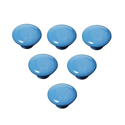 FatColo(TM) Kitchen Handles Pull Drawer Knobs Ceramic Door Cabinets Cupboard Hardware w/Screws (Button Shape, Blue,Pack of 6)