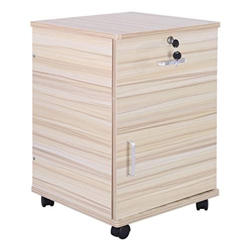 Wearefo Nightstand with Lock Bedside Table Mobile Solid Wood Storage Cabinet for Bedroom with Double Layer Storage, Bedroom Bedside Desk with Drawer and File Cabinet, Side Table for Small Spaces