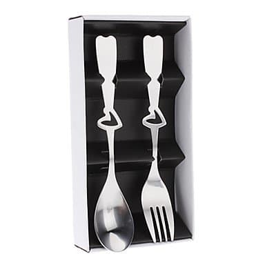VOTEKI Exquisite Lovers Heart-shaped Hollow Tableware Spoon and Fork Flatware Set with Gift Box