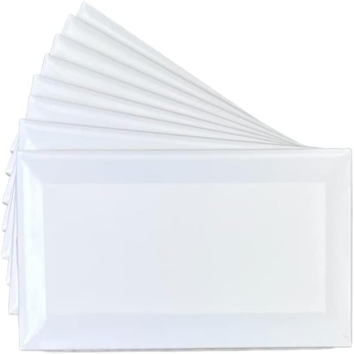 3x6 Bright White Beveled Glossy Ceramic Subway Tile - Wall Tile for Kitchen Backsplash, Bathroom Shower, Accent Walls - Box Covers 10 Sqft (80 Pieces) - Classic Look, Easy to Install