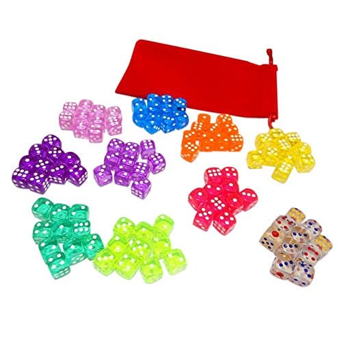 Visual Elite 100 Translucent Colored Dice Set (Treasured Gems Collection) Includes Dice Bag from Bringing Fun to a Game or Learning Math.