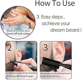 Beard Pencil Filler for Men - Water & Sweat Resistant, Long-Lasting Beard Pen with Micro-Fork Tip Applicator for Natural-Looking Beard, Moustache & Eyebrows (2pcs)