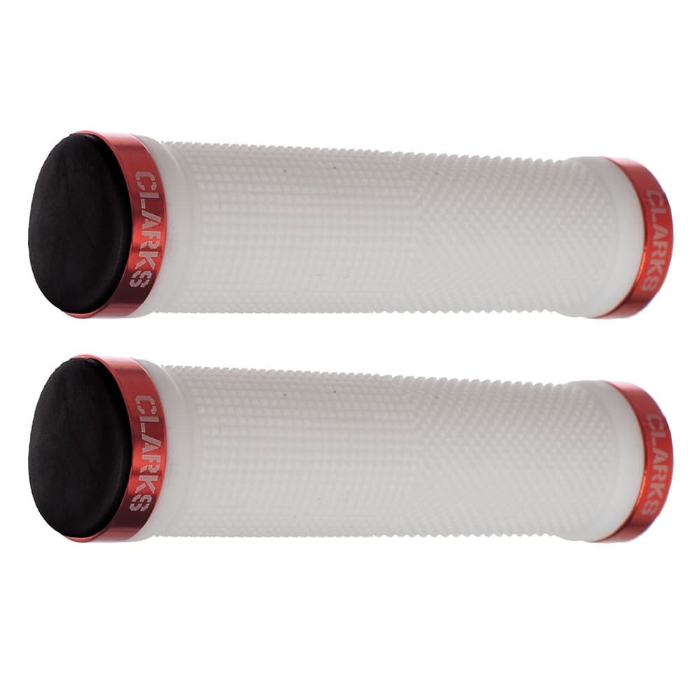 Clarks Vice Lock-On Handlebar Grip White with Red Anodised End