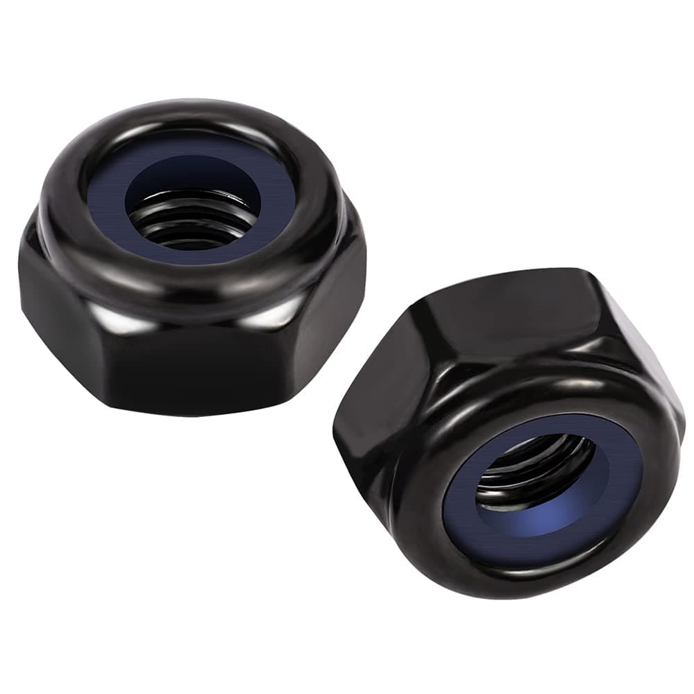 1/4-20 Nylon Insert Hex Lock Nuts Locknuts, 304 Stainless Steel 18-8, Black Oxide, 25 PCS