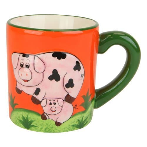 Pig Mug with Oinking Sound, Cup Oinks When Lifted, Ceramic, 3.75-inch