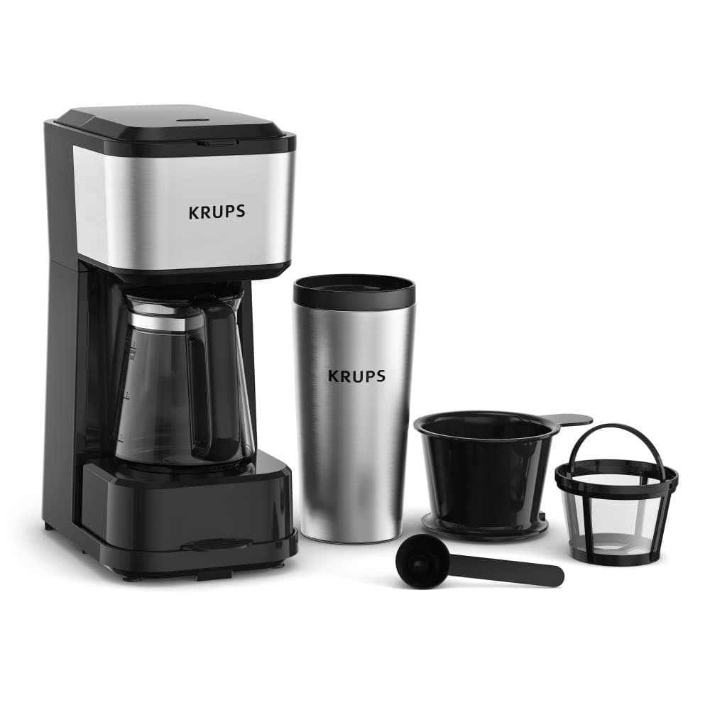 KRUPS Simply Brew Coffee Maker - Multi-Serve 4-in-1 with Stainless Steel Travel Tumbler