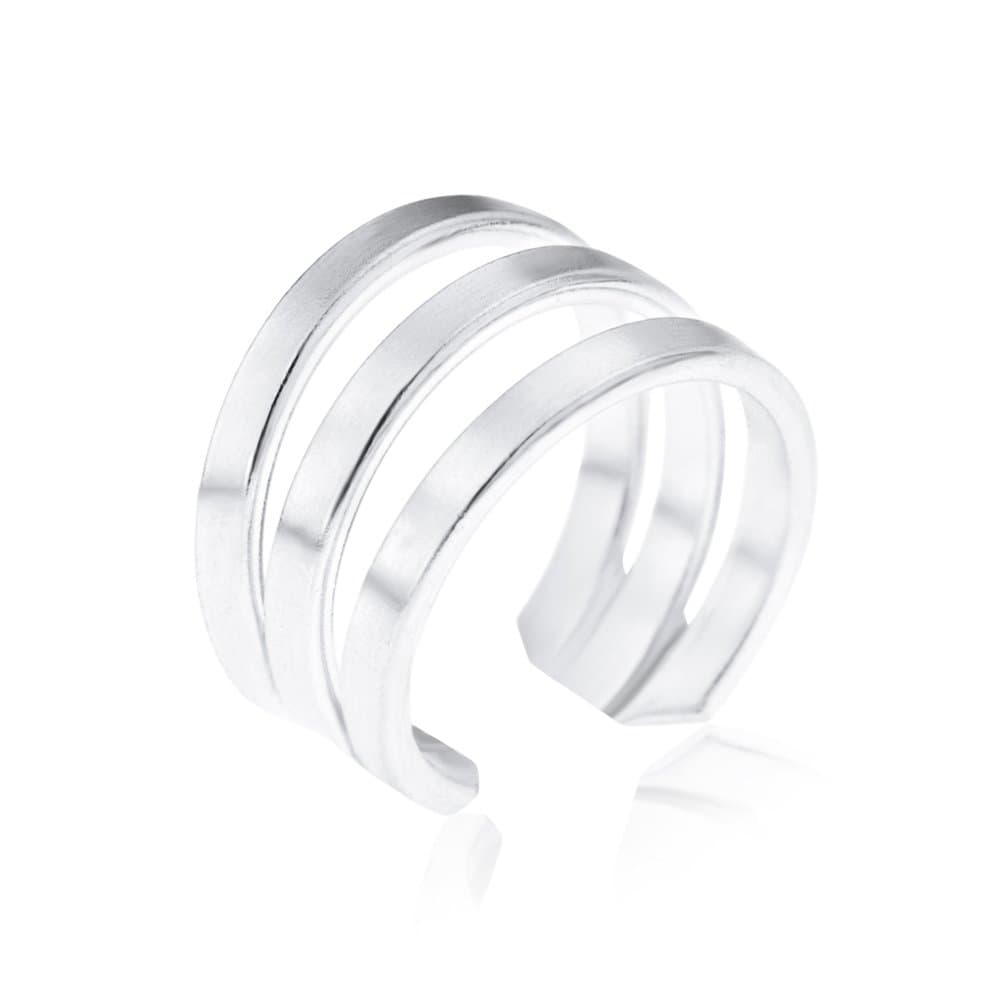 Izmit Sterling Silver 3 Ring Look Ear Cuff Multi Layer Look Non Pierced Earring