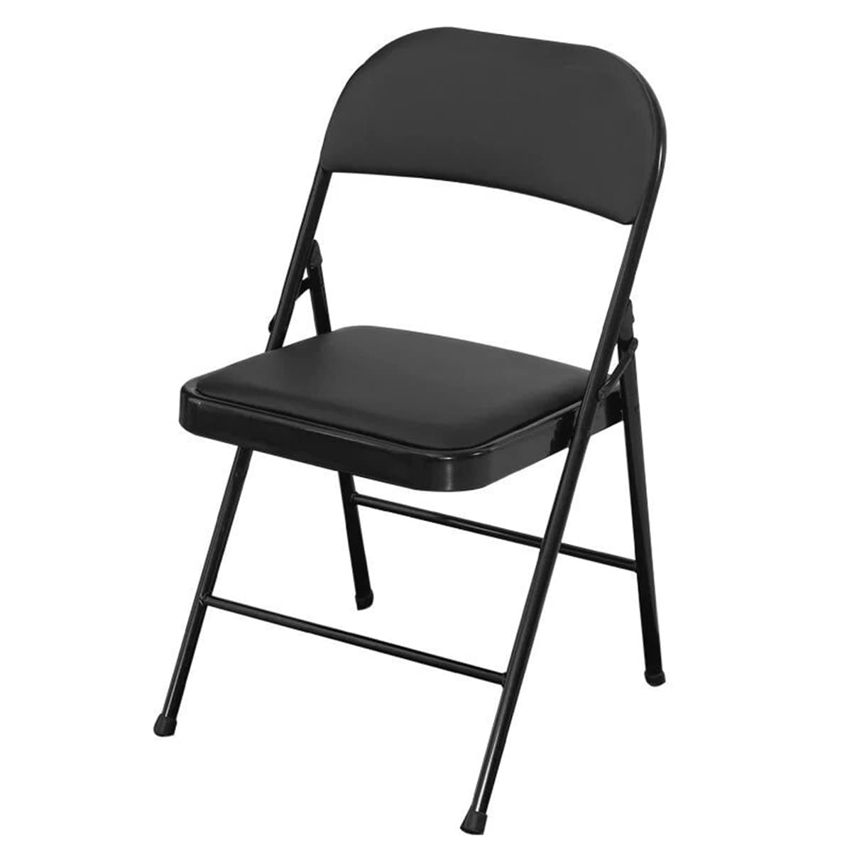 Folding Chair with Padded Seat&Backrest,Multi Functional PU Portable Chairs for Indoor/Outdoor Home Dining Office Outdoor Fishing, Black - 40x40x80cm