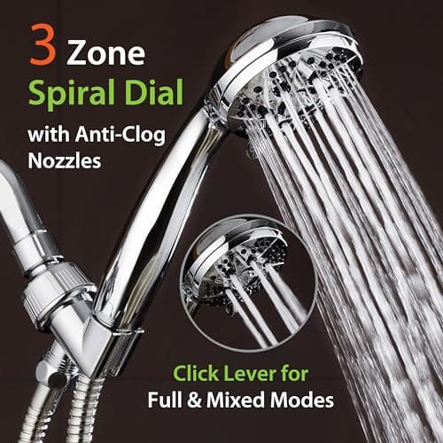 - High Pressure 6-Setting 3.5" Chrome Face Handheld Shower with Hose for the Ultimate Shower Experience! Officially Independently Tested to Meet Strict US Quality & Performance Standards!