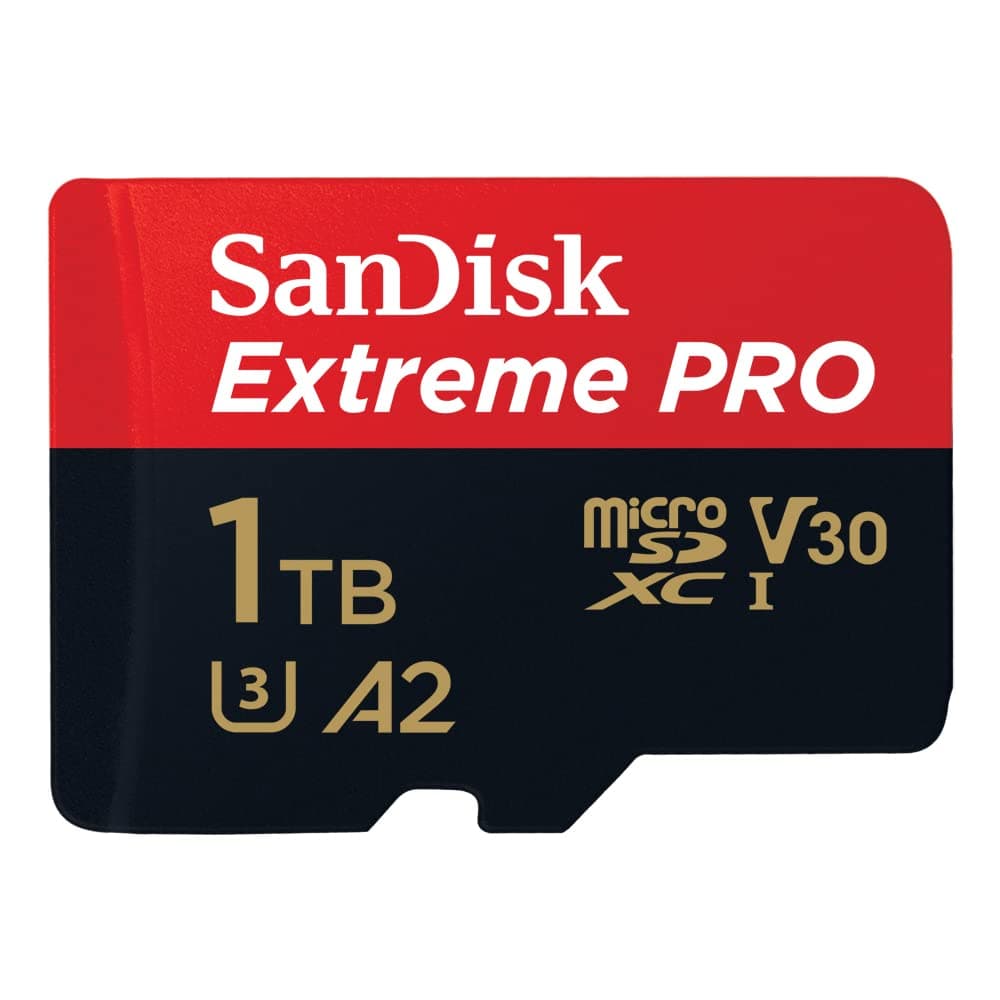 SanDisk Extreme PRO microSDXC UHS-I Memory Card 1 TB + Adapter & RescuePRO Deluxe (for Smartphones, Action Cameras or Drones, A2, Class 10, V30, U3, 200 MB/s Transfer)