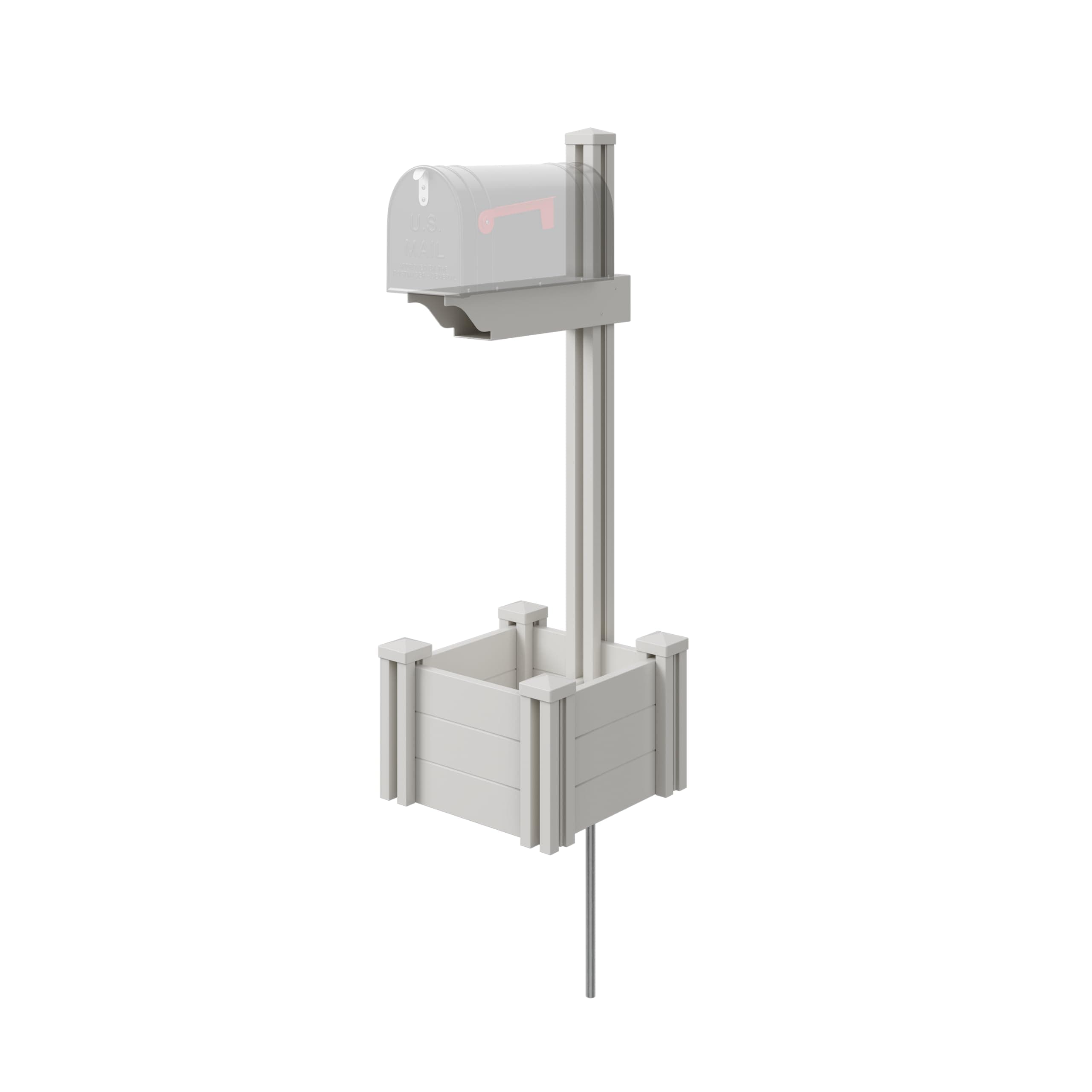 4.5ft H (1 Post w/Planter) No Dig Zippity Majestic Mailbox Post with Planter Box, White Vinyl Post for Mailboxes for Outside, Decorative Post w/Flower Box, Architectural Post for Mailboxes, ZP19027