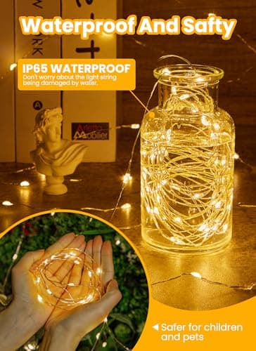 Minetom USB Fairy String Lights with Remote and Power Adapter, 66 Feet 200 Led Firefly Lights for Bedroom Wall Ceiling Christmas Tree Wreath Craft Wedding Party Decoration, Warm White