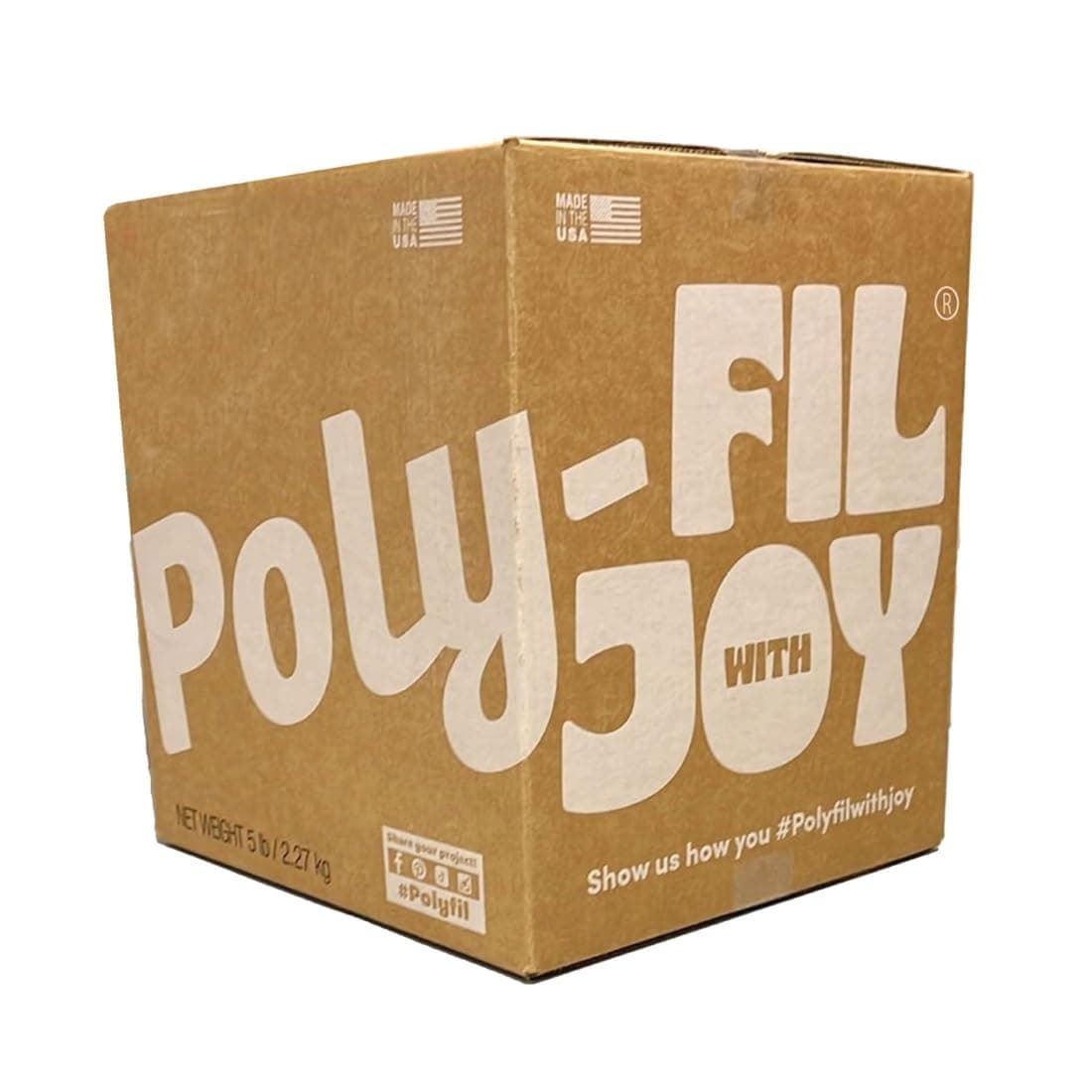 Fairfield The Original Poly-Fil, Premium Polyester Fiber Fill, Soft Pillow Stuffing, Stuffing for Stuffed Animals, Toys, Cloud Decorations, and More, Machine-Washable Poly-Fil Fiber Fill, 5 lbs. Box