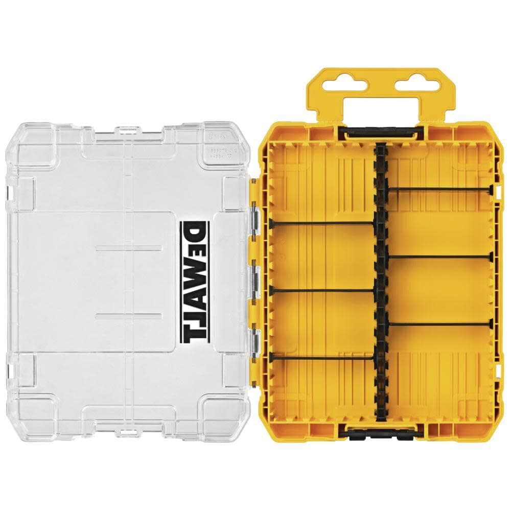 TSTAK Tool Box, 8-Compartments, Clear Lid Organizer, Side Latches for Easy Connection, Removable Compartments for Small Tools and Accessories(DWAN2190),Yellow