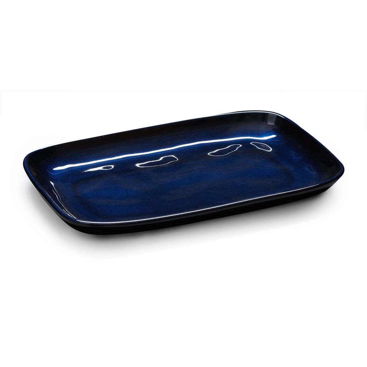 G.E.T. CS-117-CSB-EC Melamine Rectangular Serving Platter, 12" x 7.5", Blue (Set of 4)