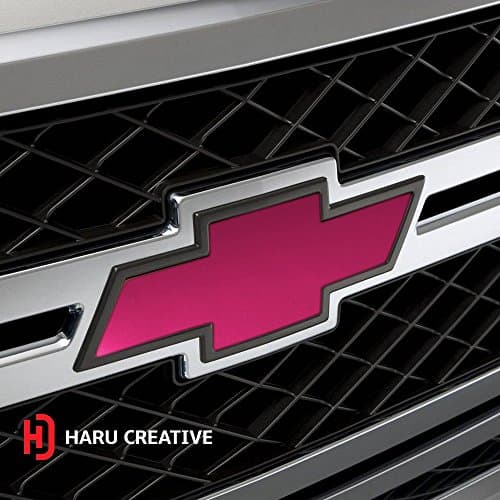 Haru Creative Satin Matte Chrome Chevy Emblem Overlay Sticker Kit - Pink - 2 Large Rolls (7.5”X11.5”)