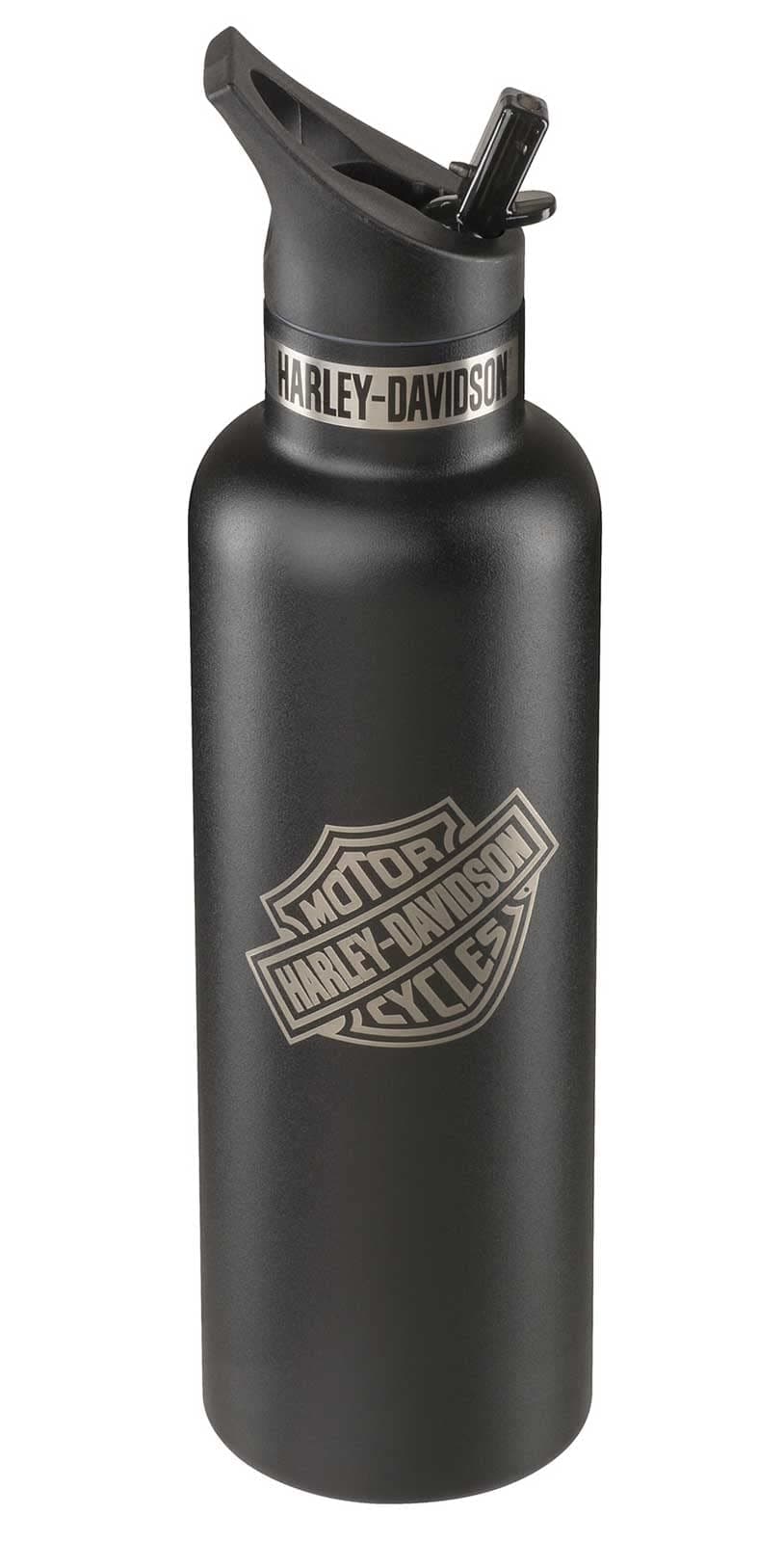 Harley-Davidson Bar & Shield Water Bottle, Double-Wall Stainless Steel - Black