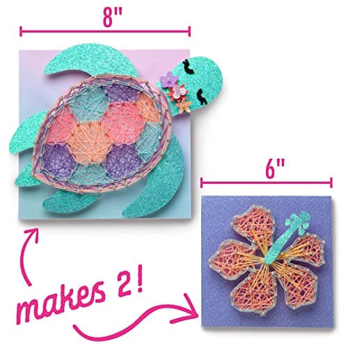 Craft-tastic DIY String Art ââ‚¬â€œ Craft Kit for Kids ââ‚¬â€œ Everything Included for 2 Fun Arts & Crafts Projects ââ‚¬â€œ Features a Sparkly Sea Turtle & Hibiscus Flower Patterns
