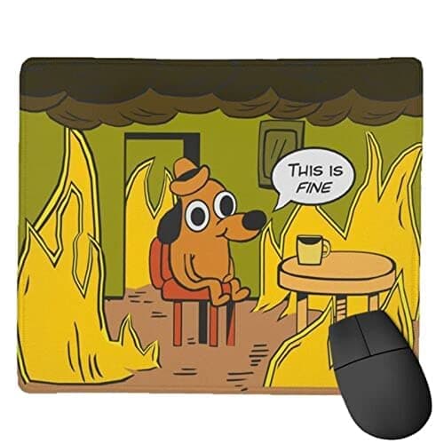 This is fine Mouse Pad This is fine Dog with Stitched Edge, Waterproof Mousepad for Computer, Laptop, Office, Home7.9X9.5inch