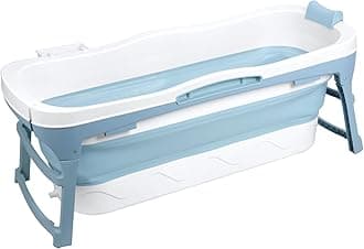 Collapsible Bathtub 58/56/50/46 Inch, Large Portable Bathtub, Freestanding Foldable Tub for Adults, Folding Tub for Shower, Hot Bath,without lid, Ice Bath B-blue-140cm