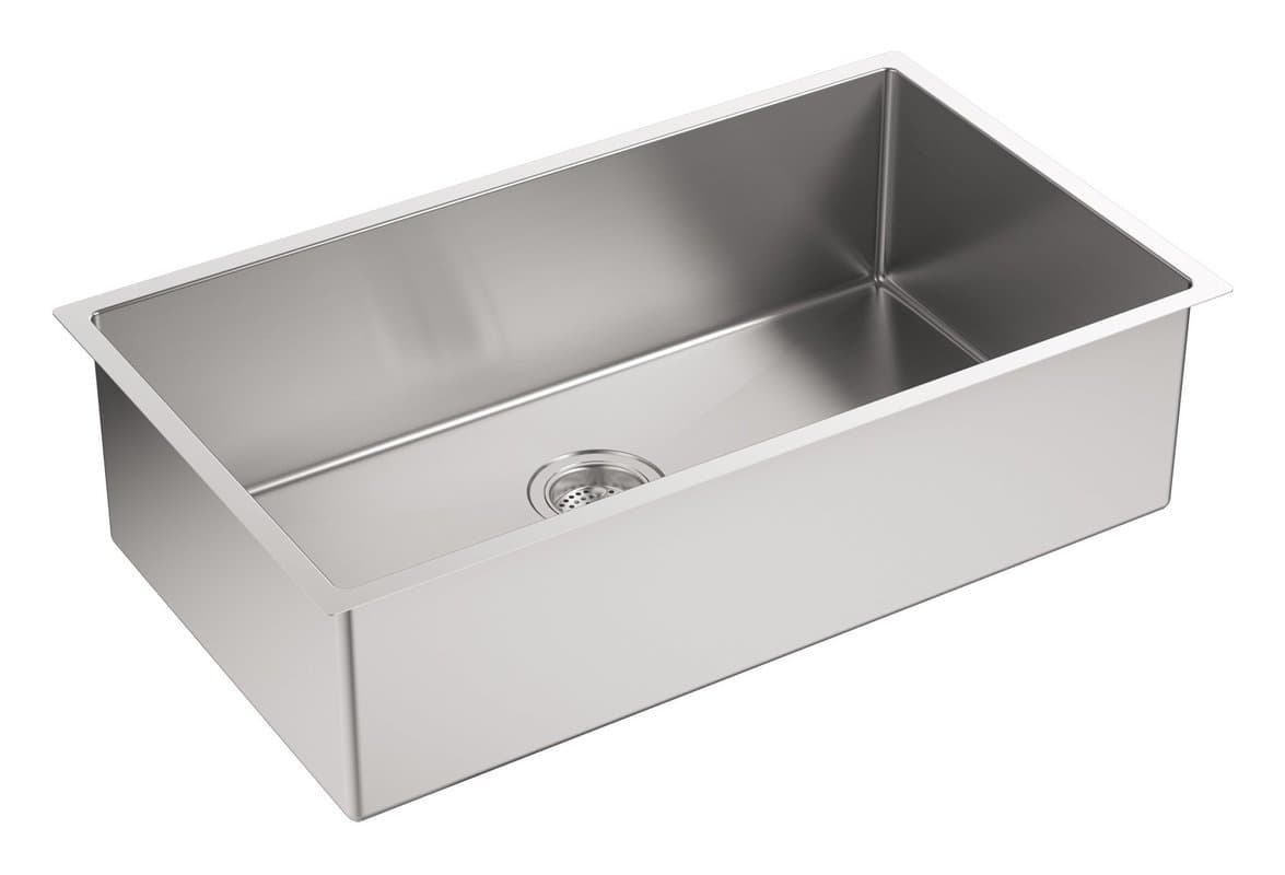KOHLER Strive® 32" Undermount Kitchen Sink, Single Bowl Kitchen Sinks with Basin Rack, Stainless Steel, K-5285-NA