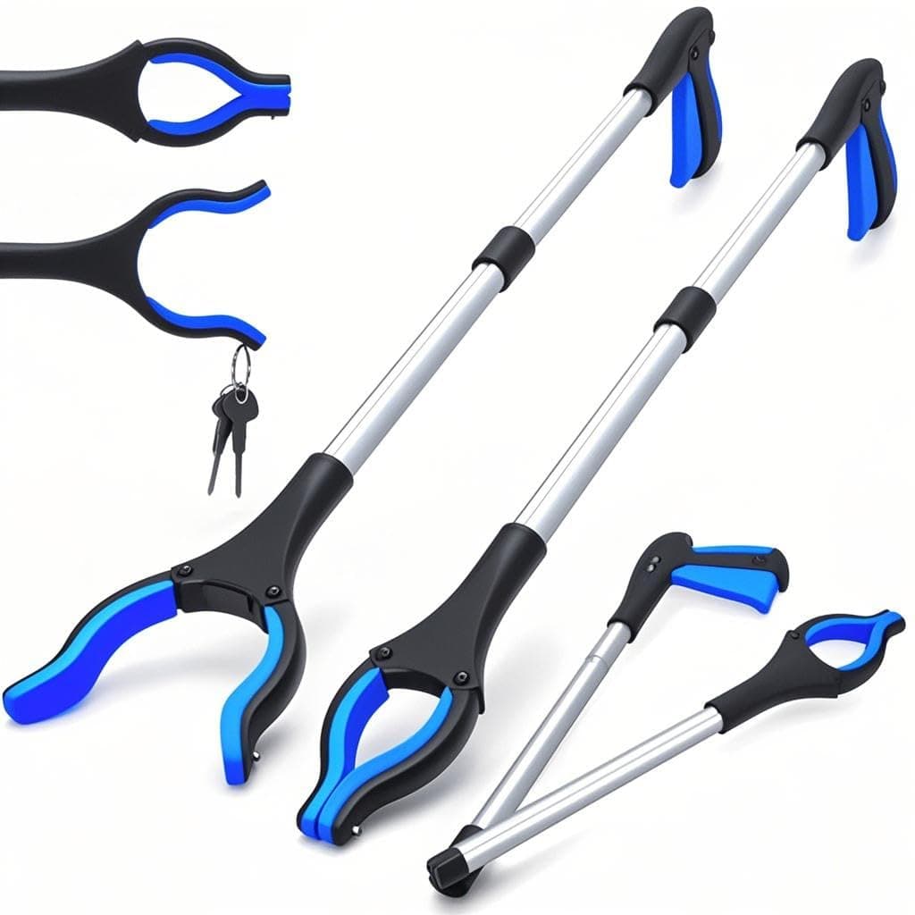 2-Pack Grabber Tool, 32" Long Reacher Grabber Pickup Tool with Magnetic Tip, Trash Picker for Elderly Grab It Reaching Tool, Garbage Picker Upper, Litter Pick Up Grab Tool