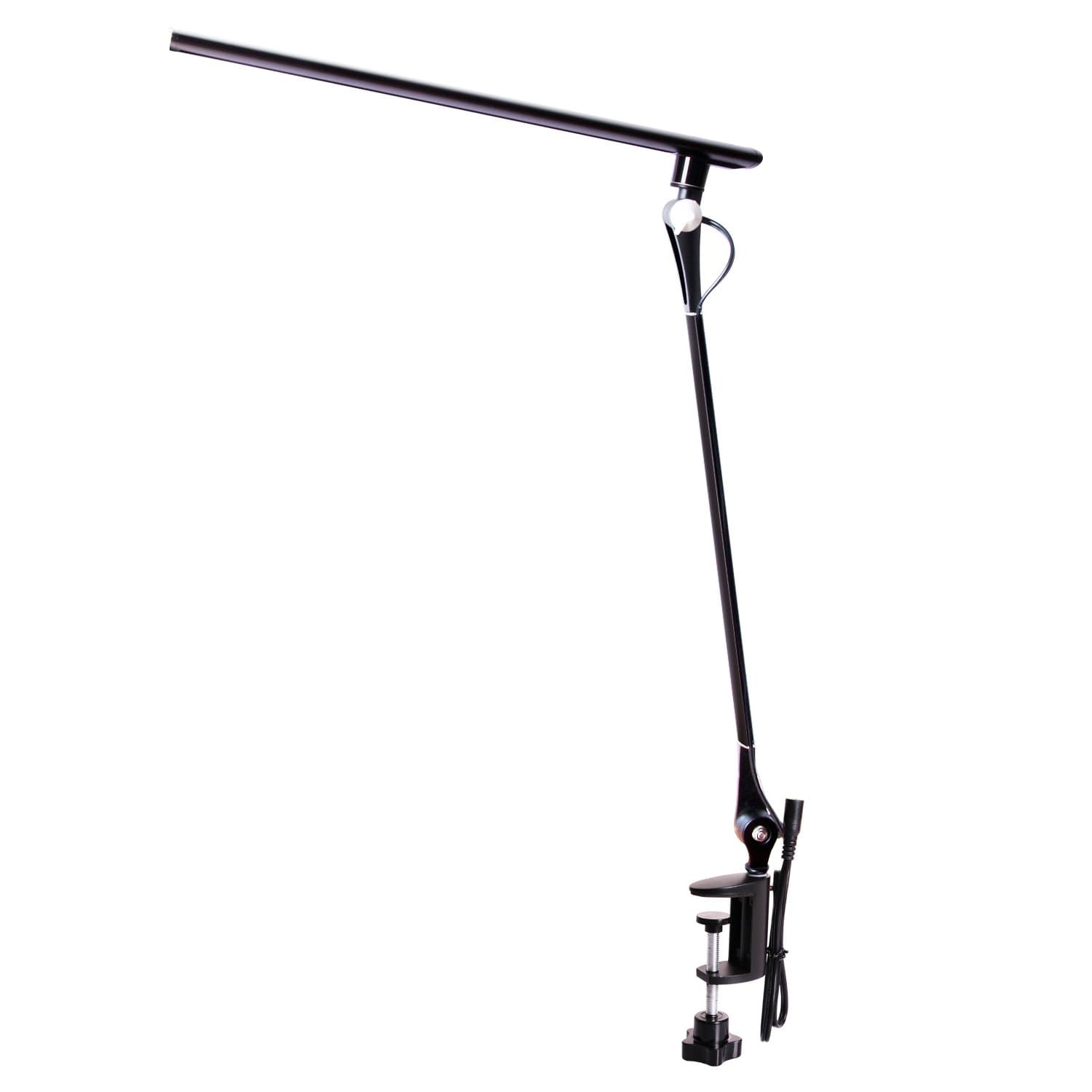 Drafting Table Lamp with Clamp,Architect Swing Arm LED Desk Lamp, Eye-Care Dimmable Office Light with 5 Color Modes /5 Brightness,Touch Control,Memory Function,12W,Black（Workbench Lamp)