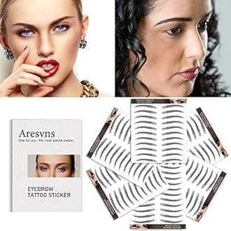 Aresvns 6D Eyebrows Tattoo 66 Pairs,Newly Improved Black Good Looking Eyebrow Tattoo Sticker,Realistic Fake Eyebrows,Suitable Size,Tattoo Eyebrow Waterproof and Long-Lasting 3-5 Days Christmas Gift