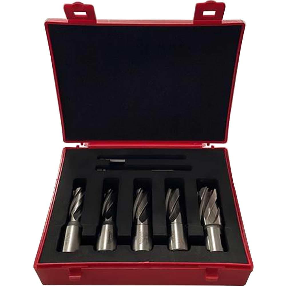 Rotabroach Annular Cutter Set 7pc - RAPK2001 Magnetic Drilling Annular M2AL HSS Steel Cutting Drill Bits 5 piece Kit 14, 14, 18, 18 & 22mm, plus Pilot Pins