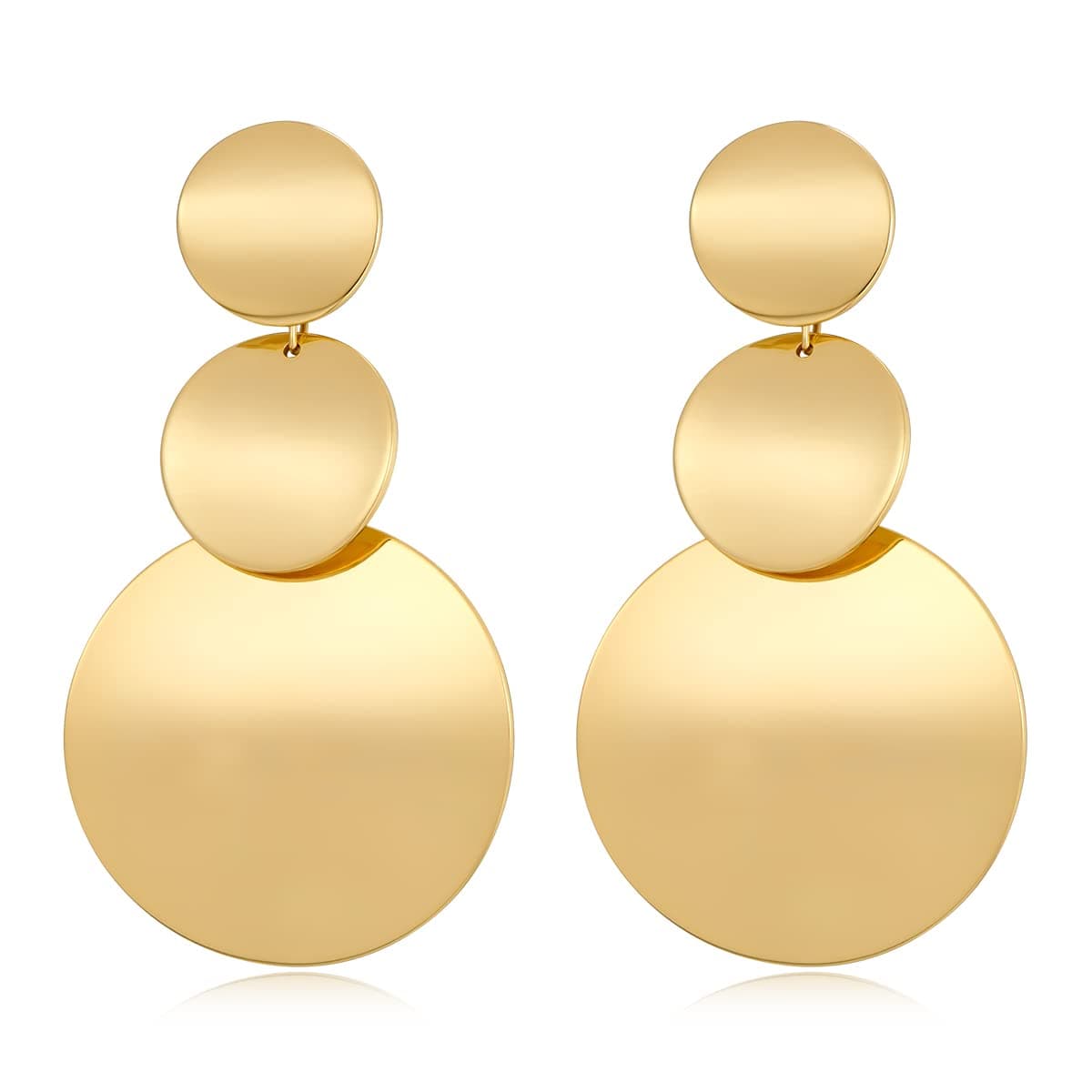 Gold Silver Disc Dangle Earrings for Women