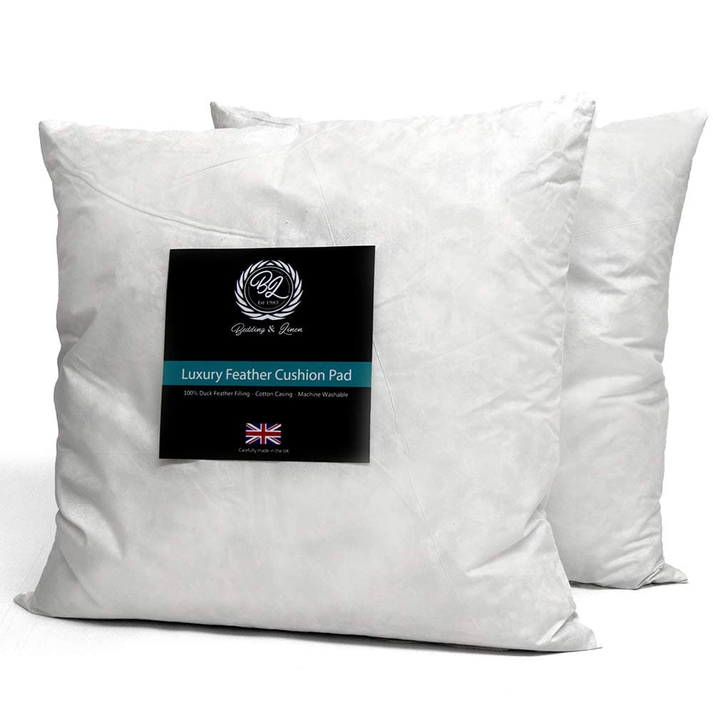 Luxury New White Duck Feather Cushion Pad Inner Insert - 22 x 22" (55 x 55 cm) - 100% Natural Cotton Anti Dust Mite And Down Proof Cover - Double Stitched Seams - Non Allergenic - Machine Washable - FREE P&P
