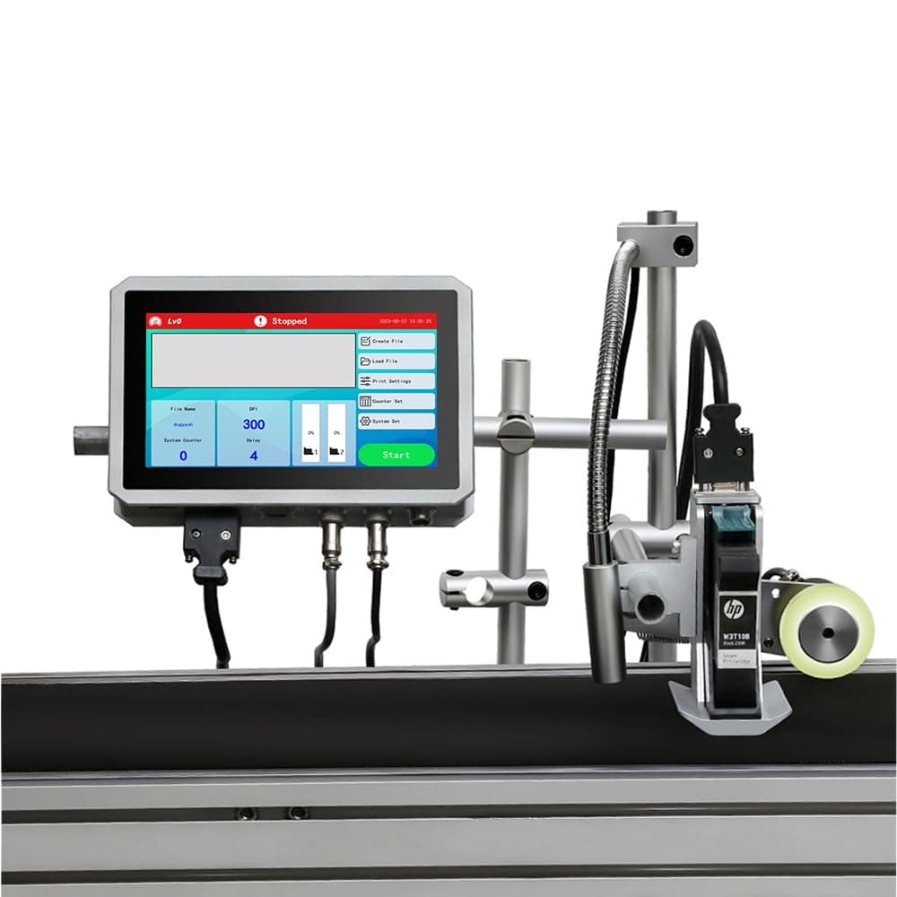 PEKOKO LBX1000 Online Inkjet Printer Date Coder Barcode Lot Codes Continuous Inkjet Printer for Carton Box,Glass Bottle,Plastic Bags Coding and Marking