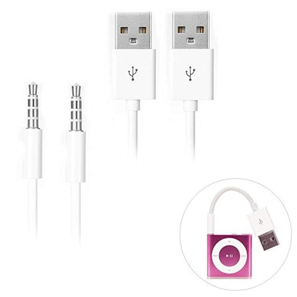 iPod Shuffle Cable, 2 Pack 3.5mm Jack/Plug to USB USB Power Charger Sync Data Transfer Cable for iPod Shuffle 3rd 4th 5th MP3/MP4