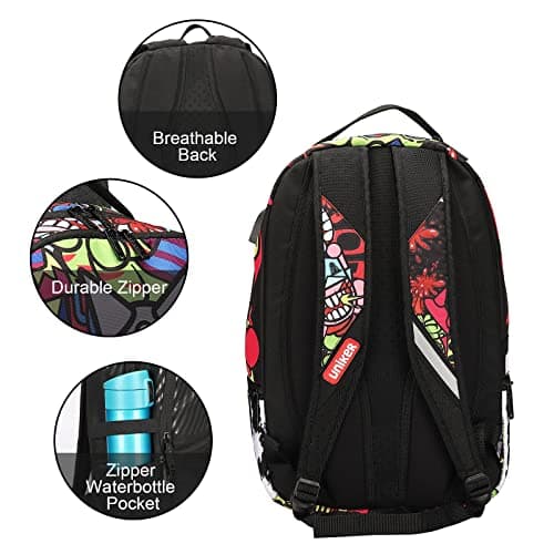UNIKER Graffiti Backpack for School,Casual Daypack,Designer Laptop Backpack for 15.6 Inch Laptop