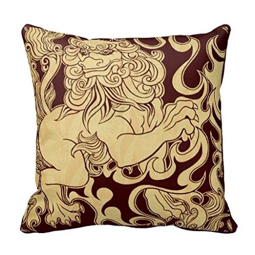 Arthurenn Foo Dog Pattern Pillowcase Cushion Cover 18 X 18 Inch Two Sides