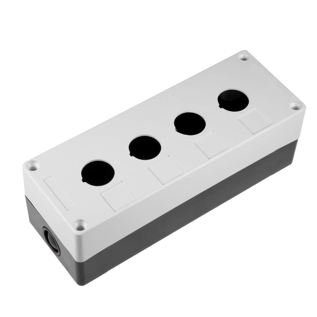 uxcell® Push Button Switch Control Station Box 22mm 4 Button Hole Waterproof Black and White