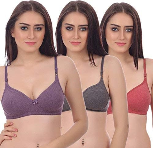 Embibo by Pack of 3 Bra Set Women's Full Coverage Bra (Multicolor) (36)