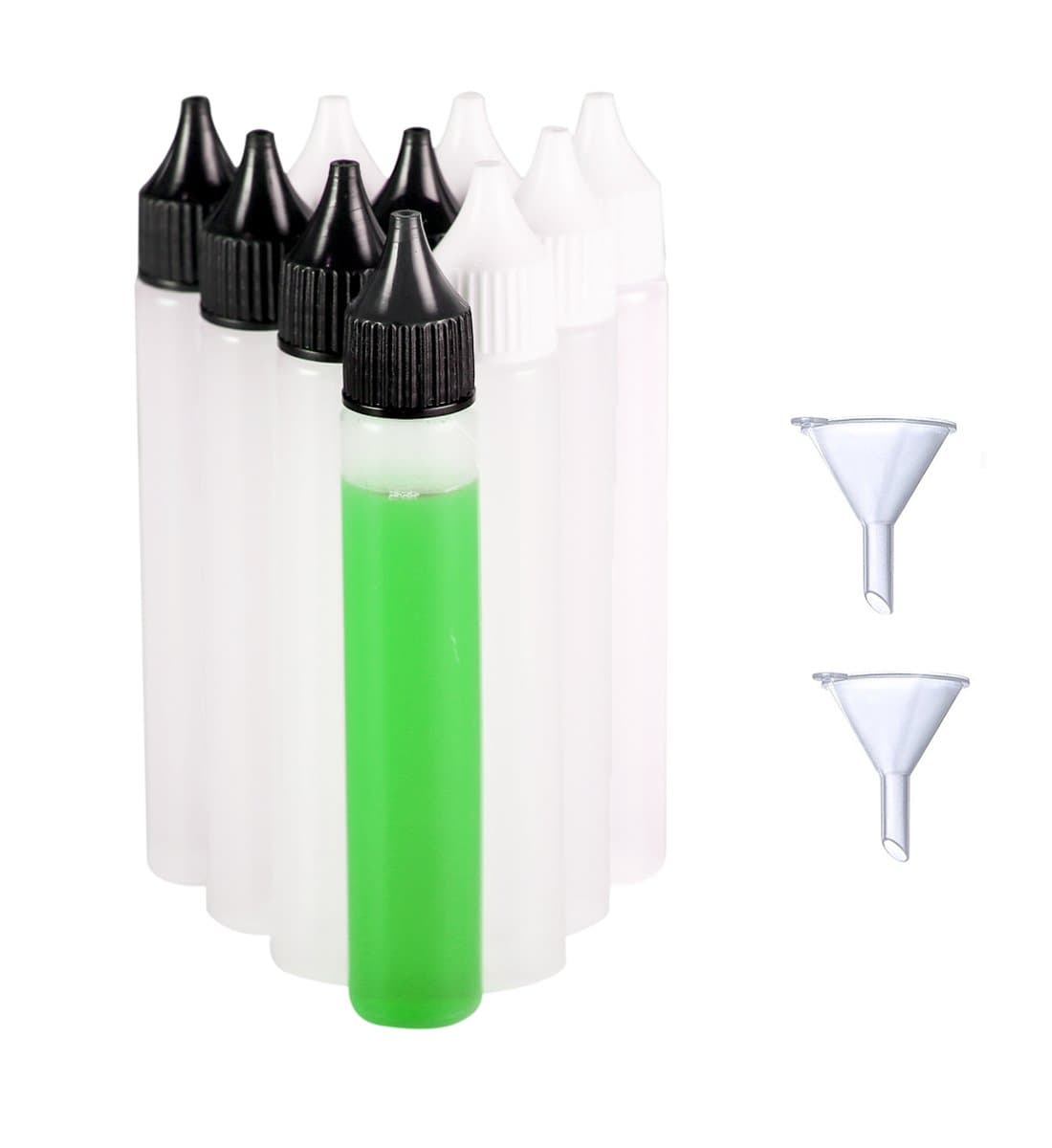 50 Pack x 30ML LDPE Plastic Unicorn Pen Shape Dropper Bottle, 1 oz Eliquid Applicator Bottle Liquid Dispensor Ink Bottle Squeezable Bottles (Transparent Bottle + Black Cap)