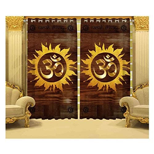 Indian Craft Decorative Polyester 3D Printed Curtain with Eyelet Ring for Door (7 ft, Royal Blue)