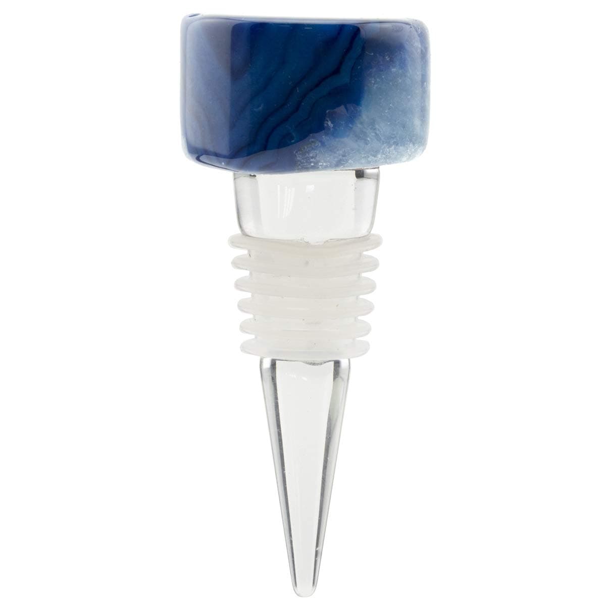 Gemstone Bottle Stopper (Blue Banded Agate Cylinder)