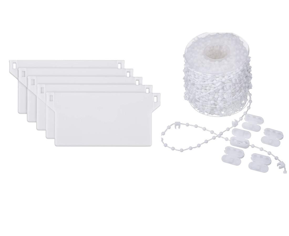 Bkrdty BOSSTER Vertical Blind Set 10 Pieces White Bottom Weights Slats 20 Vertical Blind Spares with 20 Meters Vertical Blind Chain for 89 mm/3.5 Inch Slats