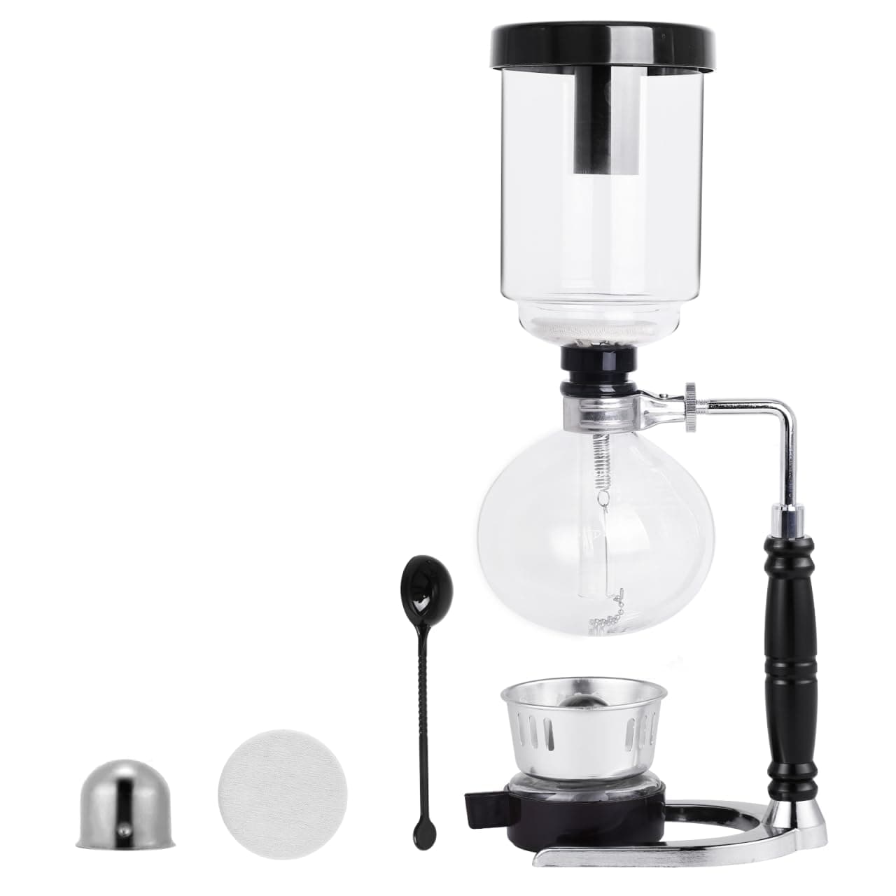 Siphon Coffee Maker 5 Cup Syphon Coffee Makers 600ML Glass Syphon Vacuum Coffee Makers Tabletop Glass Siphon Pot Syphon Vacuum Pot Coffee Maker with Alcohol Burner